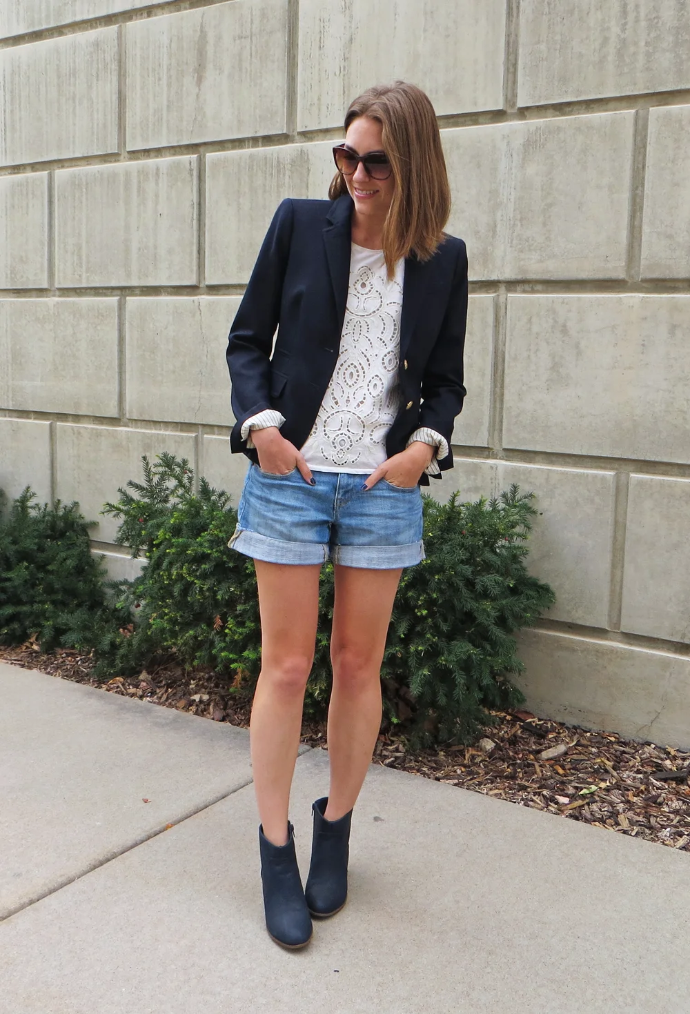 Navy ankle boots outfit clearance
